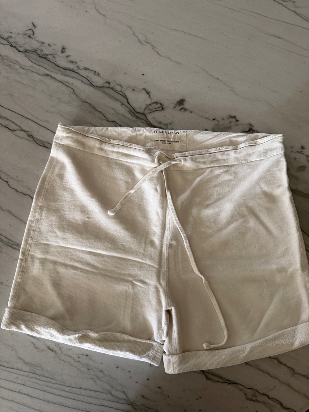 Nili Lotan Neutral Cream Knit Drawstring Women’s Shorts